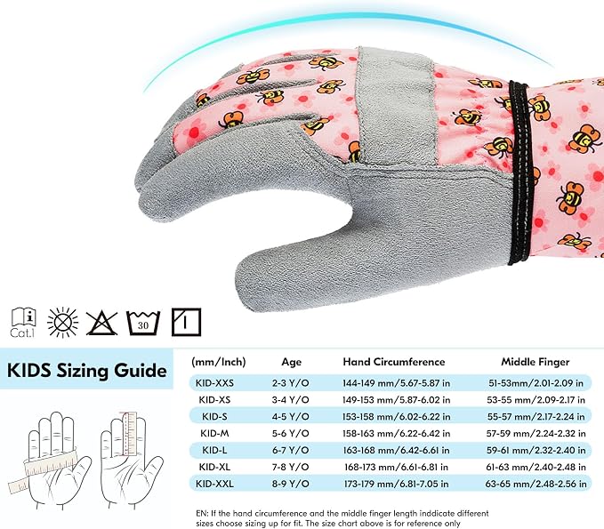 Vgo... 1-Pair Age 3-4 Kids Gardening Gloves,Children Yard Work Gloves,Soft Safety Outdoor Playing Gloves(Size XS, Blue Plane, KID-MF3561)