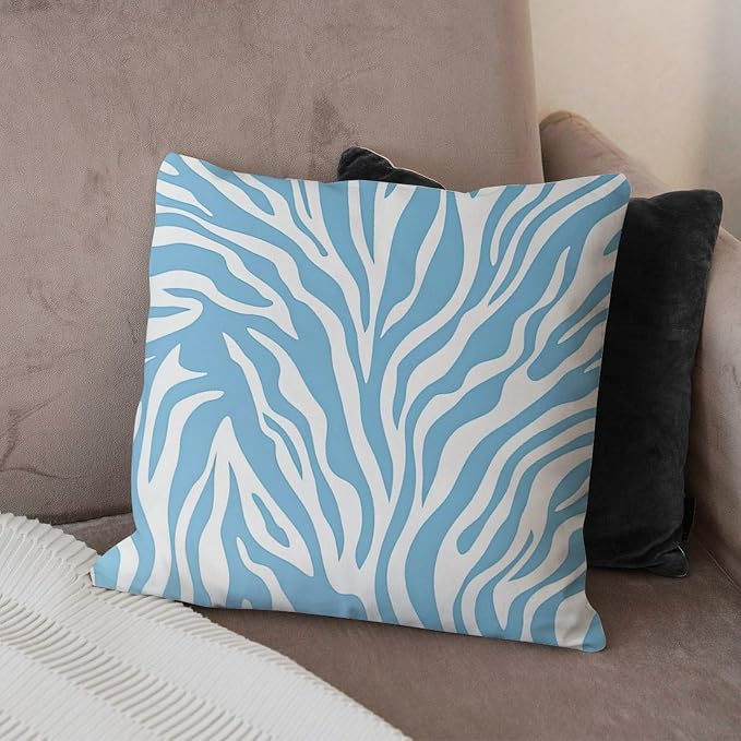 Blue Tiger Print Cushion Cases Animal Tiger Print Throw Pillow Covers 16x16 INClassic Accent Farmhouse Decor Pillow for Sofa Bed Chair Car