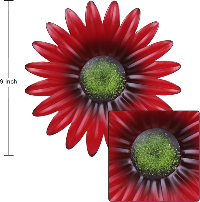 hogardeck Metal Flower Wall Decor for Indoor Outdoor, Kitchen Decor Floral Metal Wall Art, Wall Decor for Bathroom, Living Room, Porch, Garden, Yard, Backyard （3 Pcs 9'' ）