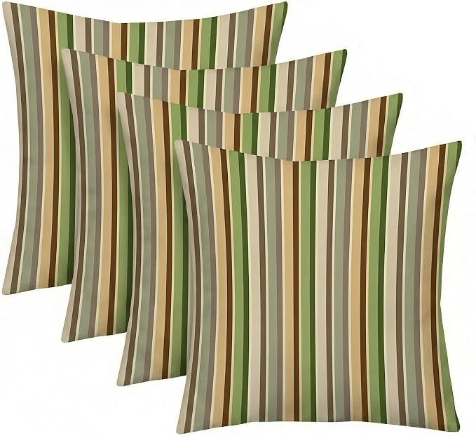 RSH DECOR: Sunbrella Square Throw Pillows Set of 4 | 17" x 17" | Water and Fade-Resistant Performance Fabric | Outdoor Pillow Covers with Down-Alternative Inserts | Made in USA (Samuel Meadows)