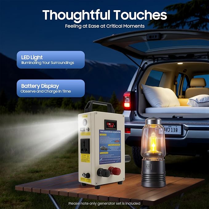Emergency Power Supply Portable Hand Crank Generator Outdoor Camping Charger Compact Sturdy Easy Carry Stable Backup Power for Travel Hiking Home Outdoor Emergency Device Charging Use