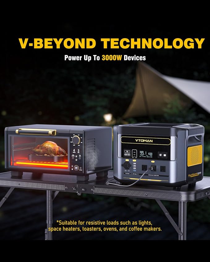 VTOMAN 3096Wh Portable Power Station with Extra Battery, 1500W (3000W Peak) LFP Battery Generator with Up to 12 Outputs, for Home Use, Outdoors, RV, Camping, Hunting, Traveling, Blackout Emergencies