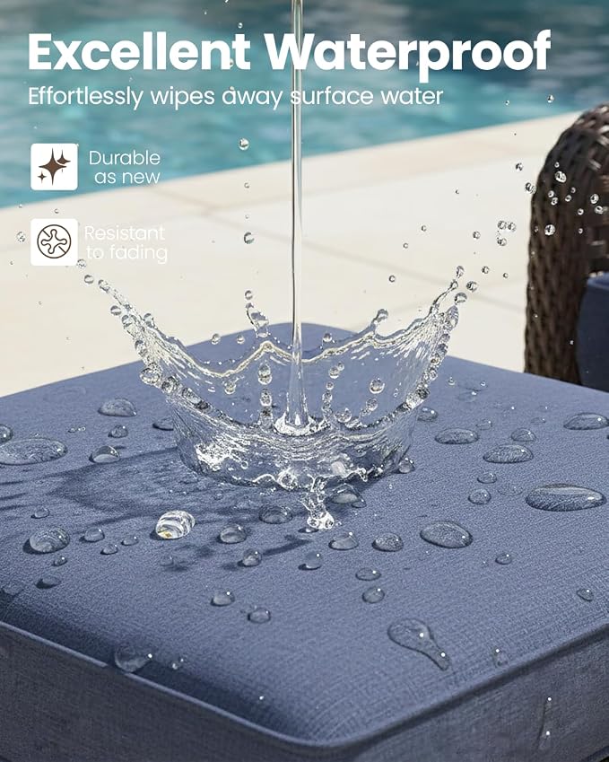 7 Pieces Outdoor Furniture Set with 6-inch Cushions, High Back Wicker Swivel Rocker Chairs with Coffee Table, Luxury Conversation Set for Deck Patio and Poolside