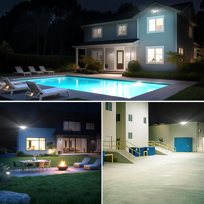 Abovizo 90W 10000LM Flood Lights Outdoor, LED Security Lights with 4 Heads, Switch Controlled, 6500k Daylight, IP65 Waterproof Exterior Floodlight for Outside, Garage, Yard, Porch, Eave