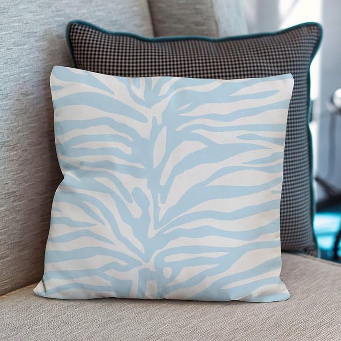 Blue Tiger Print Throw Pillow Covers Animal Tiger Print Pillow Covers 24x24 INAbstract Accent Square Couch Sofa Cushion Covers for Patio Furniture Garden