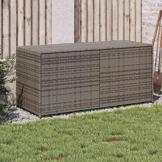 Poly Rattan Outdoor Storage Deck Box, Wicker Patio Storage Organizer for Patio Furniture Cushions, Garden Tools, 47.2"x19.7"x22", Gray,-898