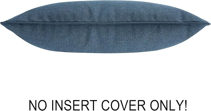 FUNHOME Waterproof Outdoor Lumbar Pillow Covers Set of 2,Home Decor for Garden Patio Furniture,Couch,Sofa 12"x20" Inch Decorative Pillows Cover Only,NO Insert(Denim Blue)