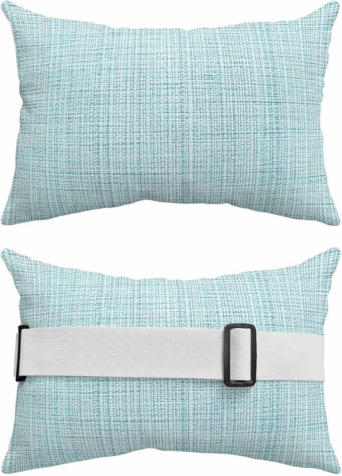 Outdoor Lumbar Pillow Set of 1, Teal Rustic Waterproof Beach Headrest Pillow with Inserts, Vintage Farmhouse Aqua Solid Color Recliner Throw Pillows for Patio Furniture, 12 x 20