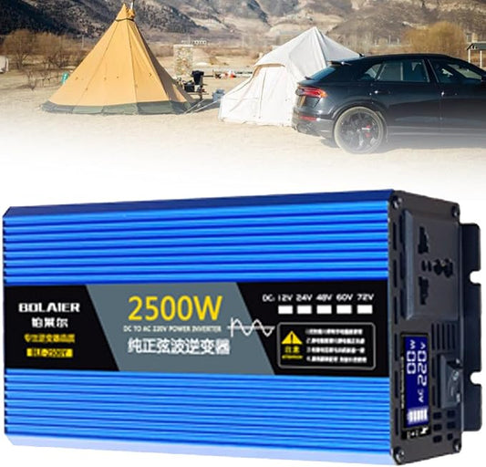 Pure Sine Wave Inverter 2500W 4000W 5000W 6000W 8000W 10000W 12000W Car Power Inverter DC 12V 24V 48V 60V 72V to 110V 120V 220V 230V 240V AC Voltage Converter Transformer Vehicle Adapter(2500W,48Vto11