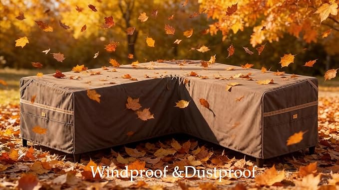 Heavy Duty Waterproof Outdoor V-Shaped Sectional Sofa Cover UV Resistant Patio Furniture Covers 100" W (on Each Side) x 33" D x 31" H Dark Grey