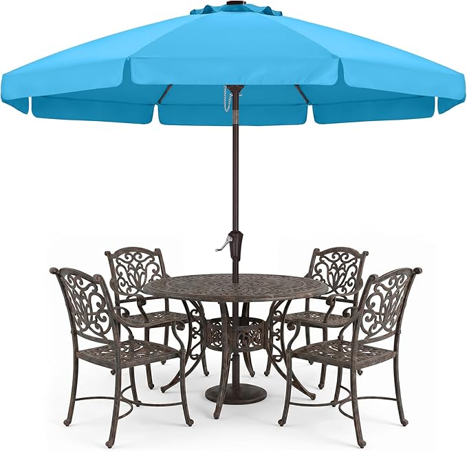 ABCCANOPY 11ft Scalloped Patio Umbrella, Outdoor Table Umbrella with Tilt and Crank, Fiberglass Ribs Deck Umbrella for Patio, Pool, Garden, Picnic (Turquoise)