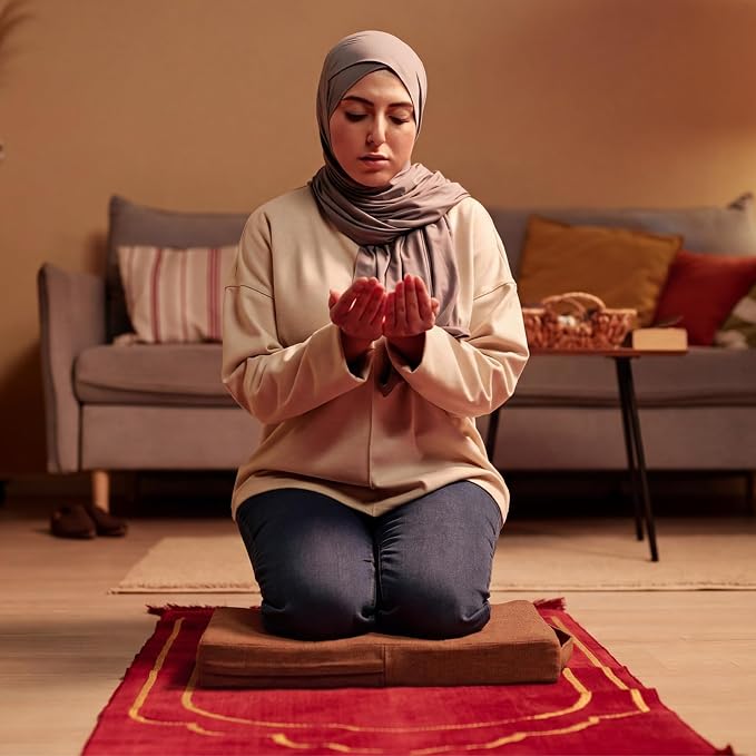 RattanView Small Personal Prayer Kneeler Pad 15 Inch Religious Kneeling Pillow Pad Linen-Look Fabric High Density Foam Church Praying Pillow for Prayer Group Session Kneeling Christian Gift