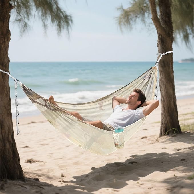 Watercolor Forest Animals Camping Hammock, Portable Lightweight Single Hammock with Tree Straps and Aluminum Carabiners, 114" x 54" Travel Hammock for Hiking Backpacking Beach