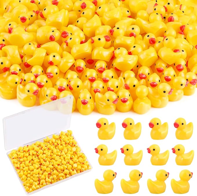 TINKRSTUFF 150PCS Mini Resin Animals Cute Yellow Tiny Ducks,Miniature Duck Figures to Hide,Little Animal Small Figurines Bulk for Desk Garden Landscape Aquarium Ornaments DIY Crafts & Decor
