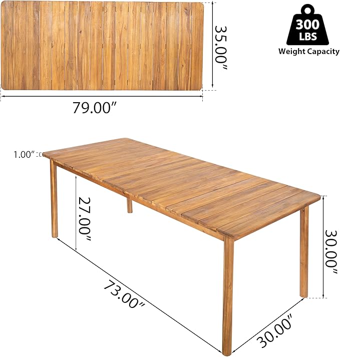 Christopher Knight Home Abaco Outdoor Acacia Wood Dining Table Set for 8, Outdoor Dining Set, Patio Table and Dining Chairs Set of 8 with Cushions, 9 Pieces Patio Set with Cushions, Beige and Teak
