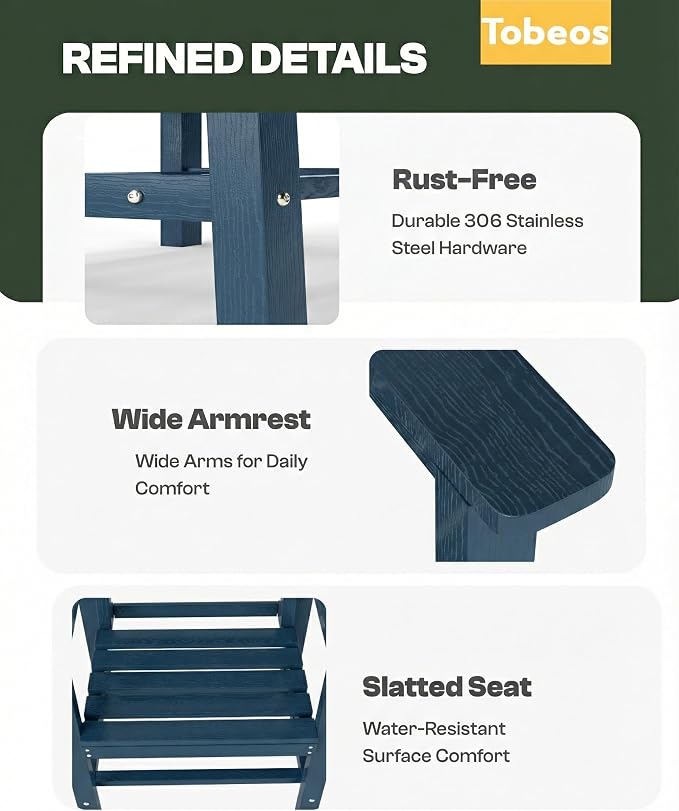 5-Piece Outdoor Dining Set with Aluminum Frame for 4,Navy Blue | HDPE material, 2" umbrella hole, patio table and chairs, ideal for yard, lawn, garden, balcony, deck, poolside