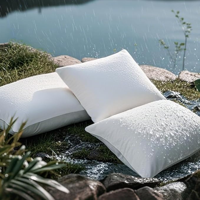 Codi Waterproof Outdoor Pillow Inserts, Square 18 x 18 inches, 4 Pack | Waterproof protective liner, premium fiber fill, patio and backyard comfort, for adults and teens, tumble dry fluffing