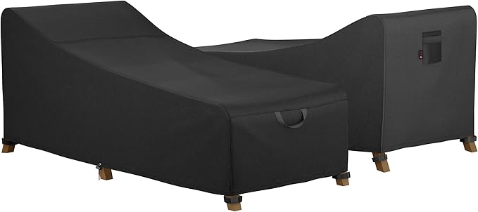 iBirdie Outdoor Lounge Chaise Chair Cover 76L x 28W x 28H inch Waterproof Patio Furniture Covers Lawn Pool Chair Cover 2 Pack Black