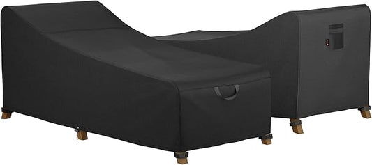 iBirdie Outdoor Lounge Chaise Chair Cover 76L x 28W x 28H inch Waterproof Patio Furniture Covers Lawn Pool Chair Cover 2 Pack Black