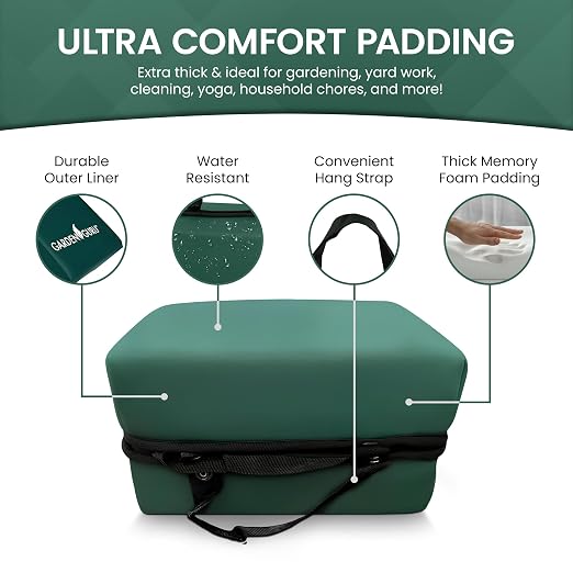 Garden Guru Extra Thick Gardening Kneeling Kneeler Pad – Ultra Soft Foam Cushion Padding for Knee – Water Resistant - Garden Kneeler Mat for Yard Work, Cleaning, Household Chores, Roofing, and More