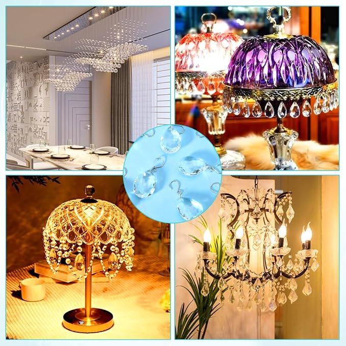 10pcs 38mm Crystal Suncatcher, Hanging Clear Teardrops Crystals | Chandelier Parts Prisms Pendants with Hook for Windows Lamp Christmas Tree Decorations Home Decor