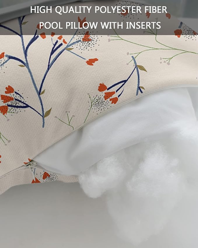 Outdoor Pillows Covers with Inserts Fall Leaves Orange Flower Rustic Country Style Waterproof Pillow with Adjustable Strap Throw Pillows for Patio Furniture Recliner Lounge Chair, 11x16 inch, 2PCS