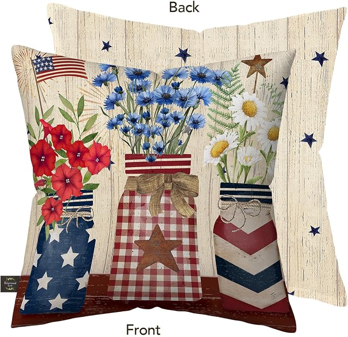 Briarwood Lane Summer Indoor/Outdoor Pillow 17x17 Welcome American Mason Jars for Summer Pillow