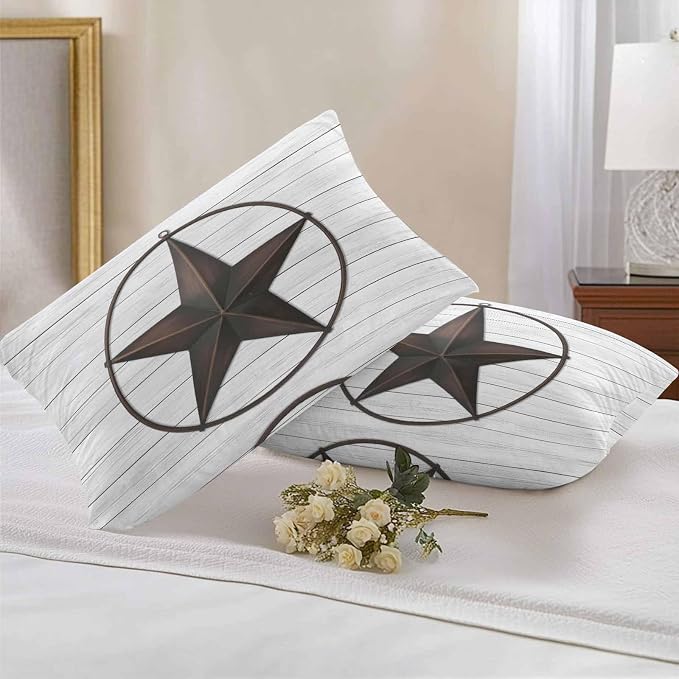 Outdoor Waterproof Pillow Covers for Patio Furniture Western Texas Barn Stars Decorative Throw Pillow Cover Rustic Wooden Pillowcases Set of 2 Cushion Case for Sofa Couch Chair Home Decor 20 x 12 Inch