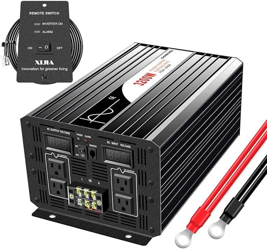 Xijia 3500W Pure Sine Wave Inverter 24V DC to 120V AC Converter for Off-Grid Solar System, Home Backup, RV, Truck – High Efficiency, Low Idle Power, Strong Load Capacity,Surge 7000W