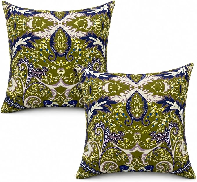 Waterproof Outdoor Throw Pillows with Inserts 18 x 18 Inch | Pack of 2 Decorative Patio Pillows, Square Outdoor Pillows for Patio Furniture Porch Garden Deck Balcony Couch and Sofa