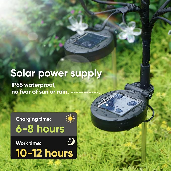 4 Pack Solar Garden Lights Outdoor, Solar Lights Outdoor Flowers | 2Modes 80LED Garden Decor, Waterproof Solar Powered Fairy Garden Outdoor Decorations for Yard Patio Pathway, Gardening Gifts
