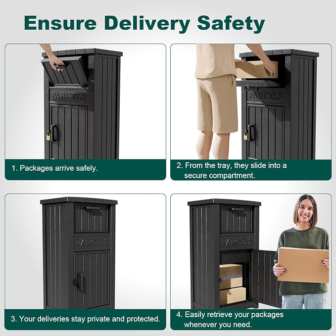Large Package Delivery Boxes for Outside Waterproof Parcel Drop Storage Box UV Resistant Resin Lockable Secure for Outdoor Porch Patio (Navy)