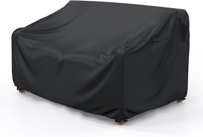 Heavy Duty Patio Sofa Cover Waterproof, Mrrihand 3-Seater Outdoor Sofa Loveseat Cover, Outdoor Patio Furniture Cover with Air Vent and Handles, 78" W×33" D×32" H, Black