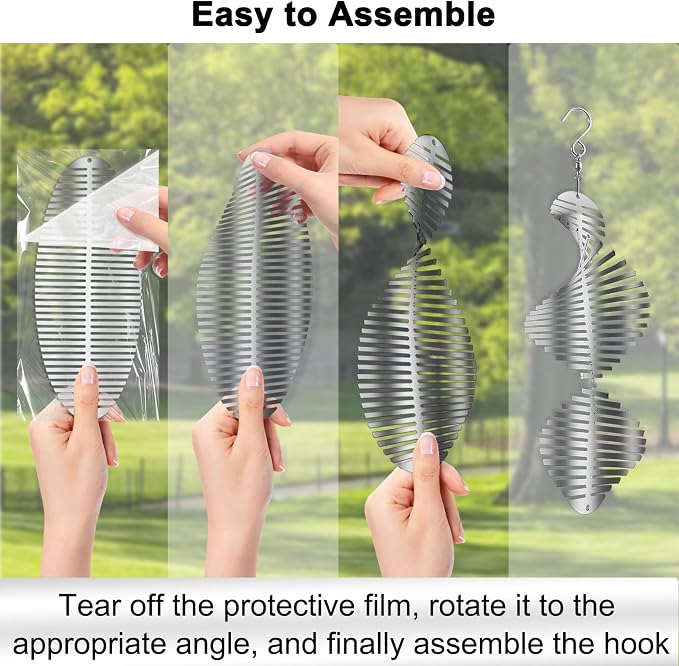 Bird Deterrents for Outside Patio, Bird Scare Devices Set Highly Reflective 3D Wind Spinners Outdoor Garden Decor, Bird Reflectors to Keep Birds Away Window Roof Yard Orchards Deck 9 Discs 3 Pcs