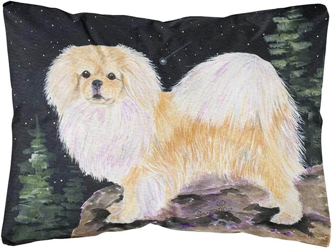Caroline's Treasures SS8504PW1216 Starry Night Tibetan Spaniel Canvas Fabric Decorative Pillow Machine Washable, Indoor Outdoor Decorative Pillow for Couch, Bed or Patio, 12HX16W