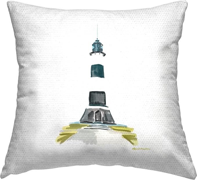 Stupell Industries | Minimal Lighthouse Beacon, 18 x 18 | Outdoor Pillow, Made in USA - By Amelia Noyes