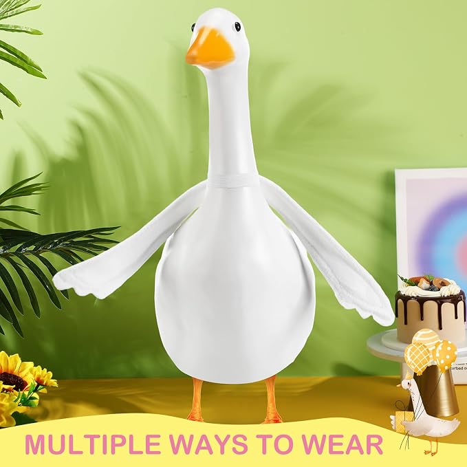 Abbylike 2 Pcs Poseable Goose Wings for 23”- 28" Porch Lawn Goose Outfit Accessories Poseable White Wings for Outdoor Patio Yard Lawn Art Decoration (Wavy Edge)