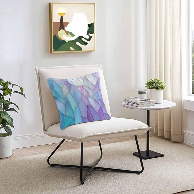 Blue Purple Gradient Outdoor Waterproof Pillow Covers Set of 2, Abstract Glass Geometric Marble Modern Pillowcase Decorative Throw Cushion Cases for Patio Garden Couch 26 x 26 Inches
