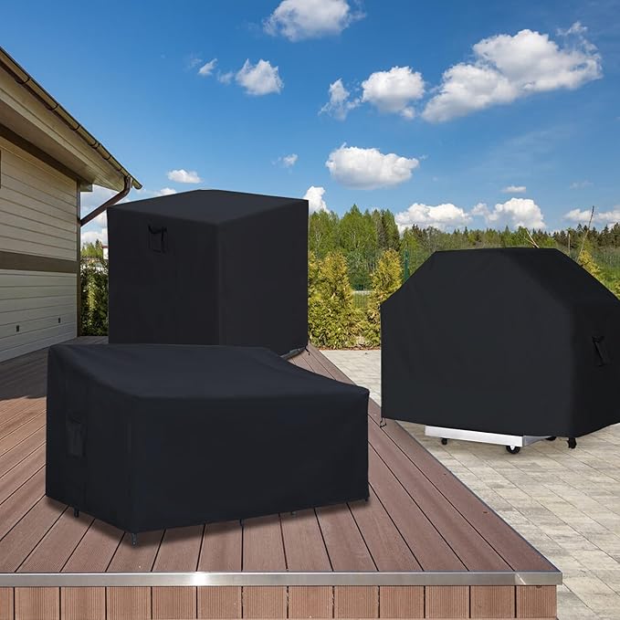ABCCANOPY Patio Sofa Cover Heavy Duty Universal Sofa Cover Outdoor Waterproof Dustproof UV Protection For Large Sofa 58x33x31x24 Inches Black