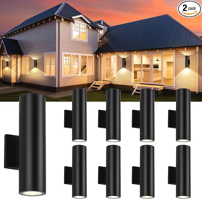 15inch LED Square Up & Down wall Lights ,14W Outdoor Wall Light 4000K Day white Aluminum Body Waterproof IP65 LED Exterior Light Fixtures Wall Mount for House Patio Garage garden. (14inch-8Pack)