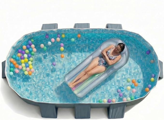 YYW Foldable Family Pool for Adults & Family - Portable Large Swimming Pool for Indoor/Outdoor Garden Backyard Summer Parties (Cloud Ink Gray, 115")