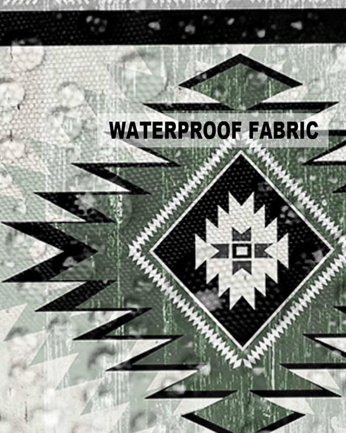 Outdoor Waterproof Throw Pillow Covers Set of 2 Sage Green Boho Aztec Pillowcases 24x24 Inches Southwest Tribal Geometric Patio Decorative Pillows Cushion Case Patio Pillows for Couch Bed Chair Garden