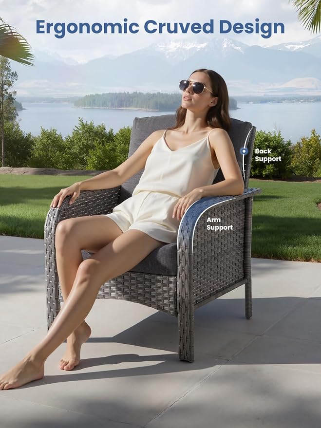 7-Piece Outdoor Patio Furniture Set with Swivel Chairs, Outdoor Conversation Wicker Sofa with Coffee Table, Rattan Couch for Deck Yard Poolside, Black