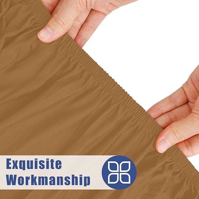 Moosfor Spandex 5 Foot Rectangle Table Cloth 2 Pack, Elastic Fitted Tablecloths for Picnic, Stretch Washable Patio Table Cover for Outdoor, Camping, Banquet and Parties(Brown, 30"x60")