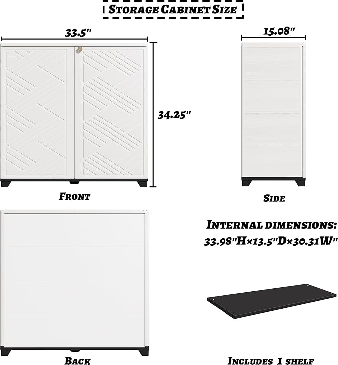 Mrosaa Storage Box Outdoor Caninet,Resin Indoor Storage Box Waterproof,Outdoor Storage Cabinets for Patio/Garden/Backyard(with 1 Shelf)-White