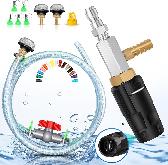 Magula Adjustable Long Range Pressure Washer Nozzle Kit, 4–4.5 GPM Downstream Injector, 40FT Spray, 1/4” Quick Connect, 15FT Hose, Pressure Washer Spray Nozzle | W/ 2000 to 4500 PSI