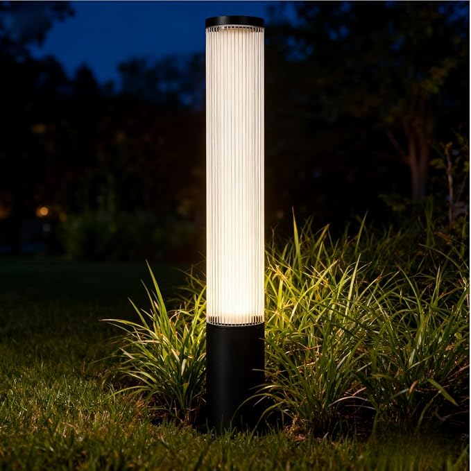 SkyGlow 32" Bollard Light, 12V/120V Aluminum LED IP65 Waterproof Outdoor Modern Landscape Path Lights Hardwired Curb Appeal for Garden Lawn Patio Courtyard Driveway Pathway Lighting