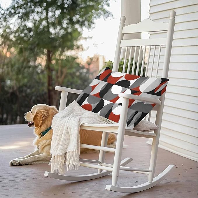 Vandarllin Outdoor Throw Pillows Covers 20x12 inch Set of 2 Waterproof Mid Century Geometric Decorative Zippered Cushion Covers for Patio Furniture, Abstract Modern Red Lumbar Pillowcases