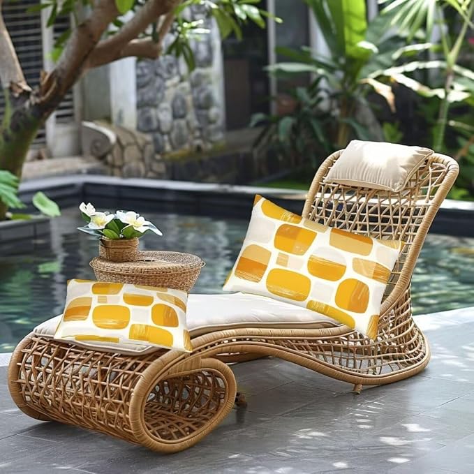 Outdoor Pillows Waterproof Set of 2 Outdoor Pillow Covers 20x28 Inch, Orange Throw Pillows Modern Pillow Covers, Summer Garden Decorative Pillows Outdoor Pillows for Patio Furniture Home Decor -hs307