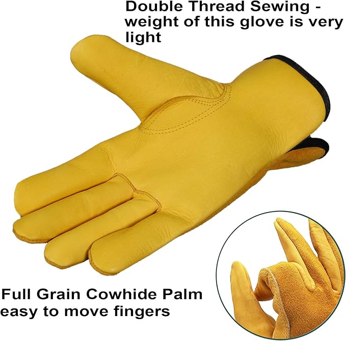 SAWANS Leather Working Gloves Work Gardening Gloves Thorn Proof Garden Heavy Duty Utility Men Women Construction
